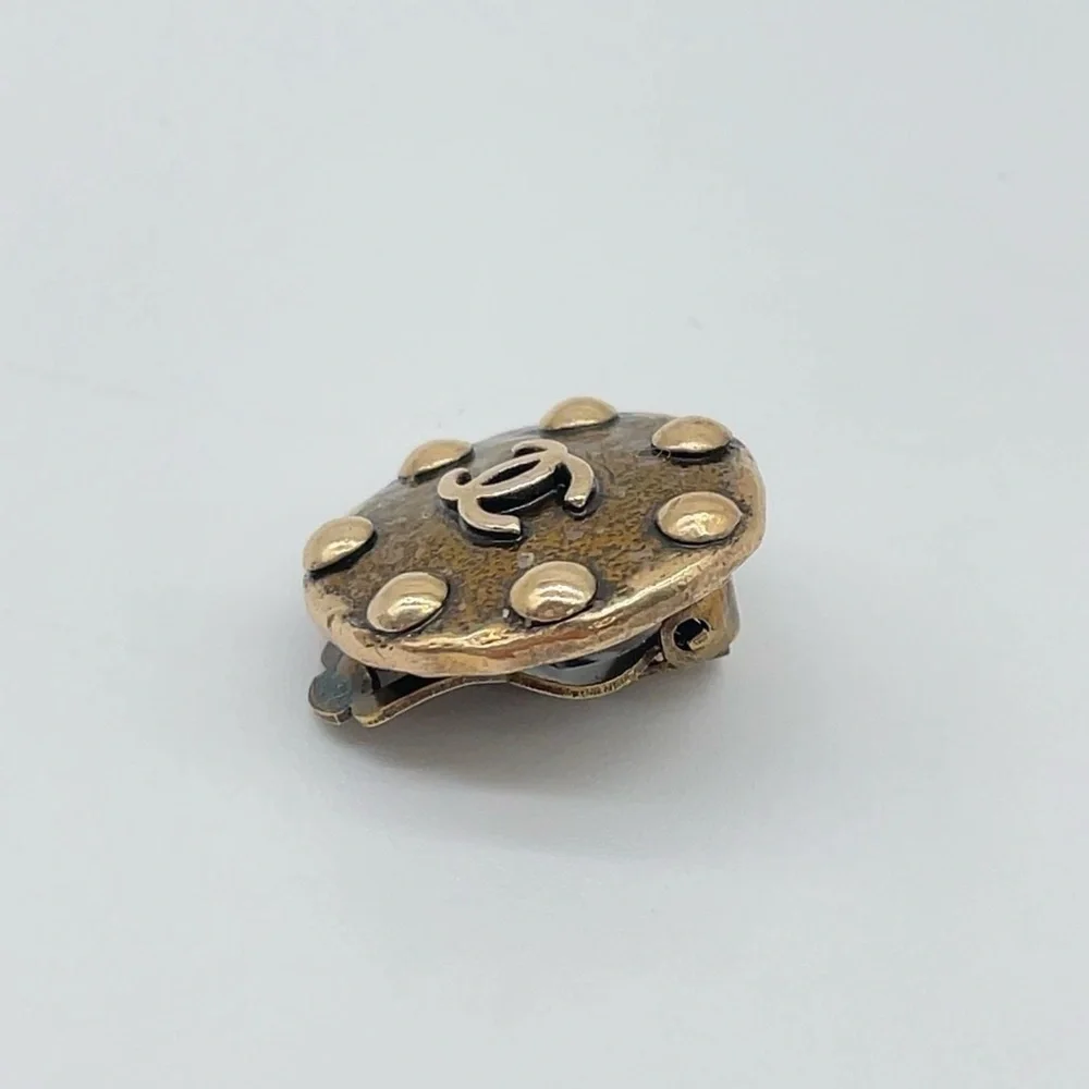 Auth Chanel Coco Mark Round Ball Earrings W/Box